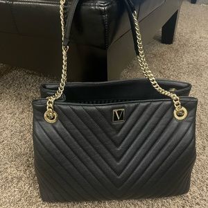 Victoria Secret black shoulder tote purse